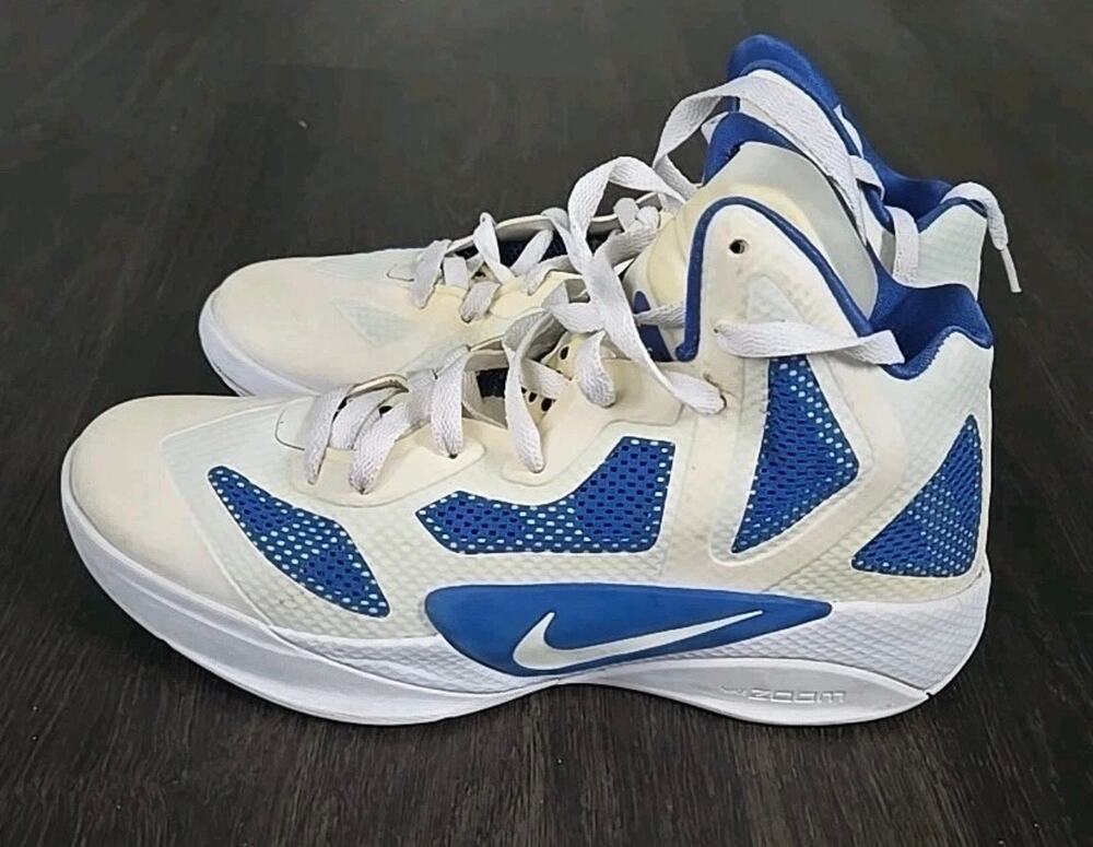 Nike Zoom Hyperfuse Men's 9.5 Basketball Shoes High Top-White & Blue